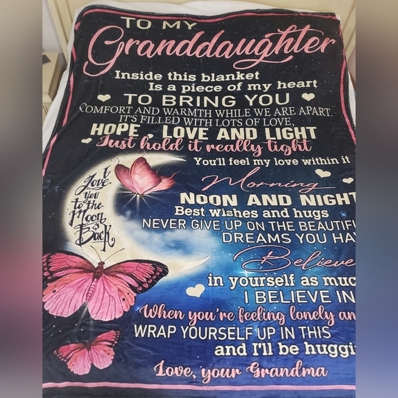 1748- Blanket To My Granddaughter Motivational Words NWT - Picture 3 of 6